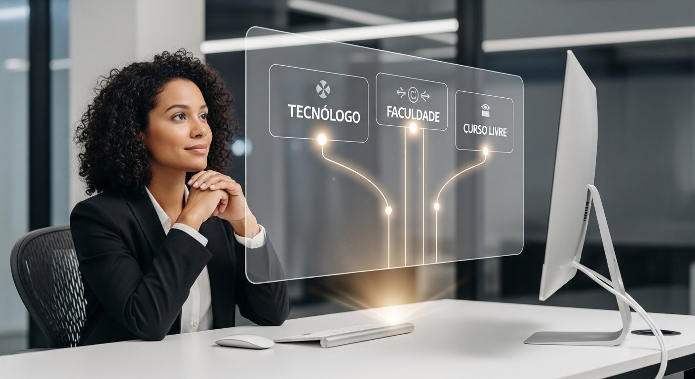 Tecnólogo, faculdade ou curso livre em 2026 qual vale mais a pena na transição de carreira?